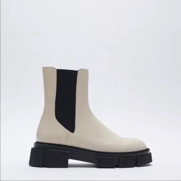Zara Shoes - ZARA Lug Off White Boots NWT